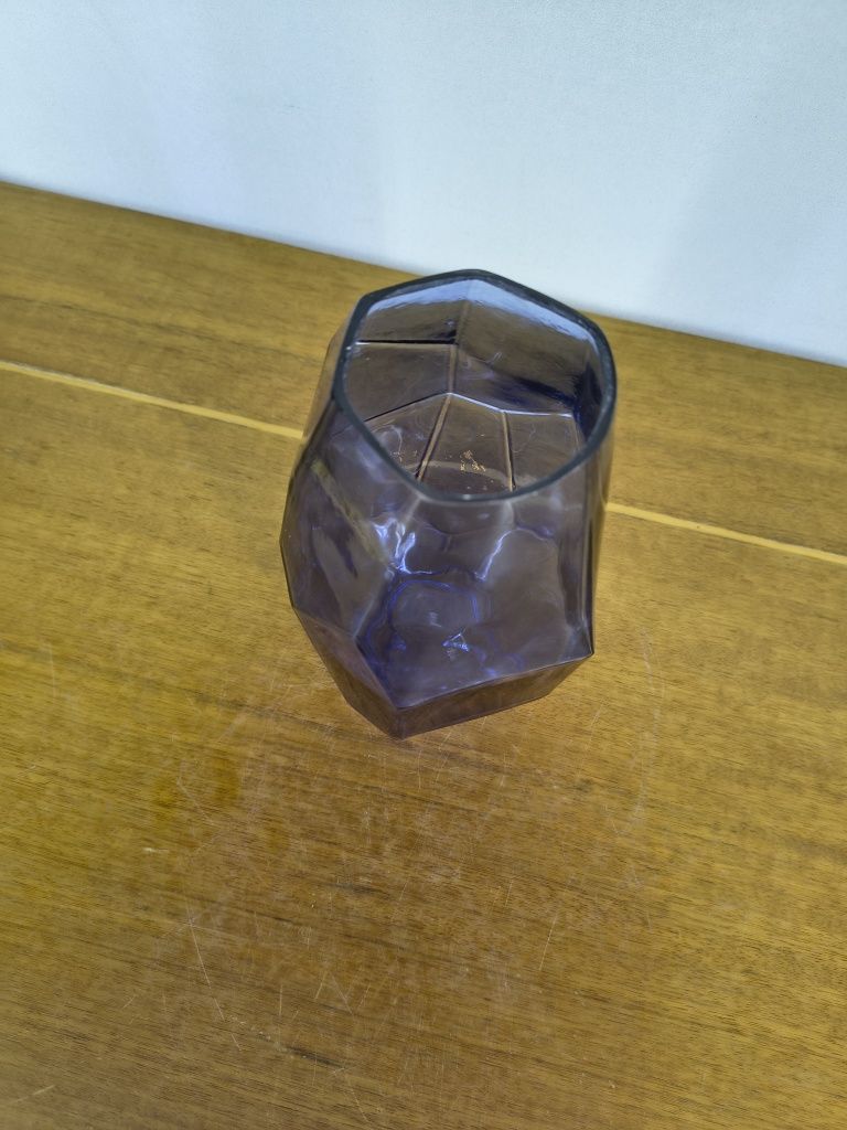 Nowoczesny wazon szklany – geometryczny design – kobaltowy / niebieski