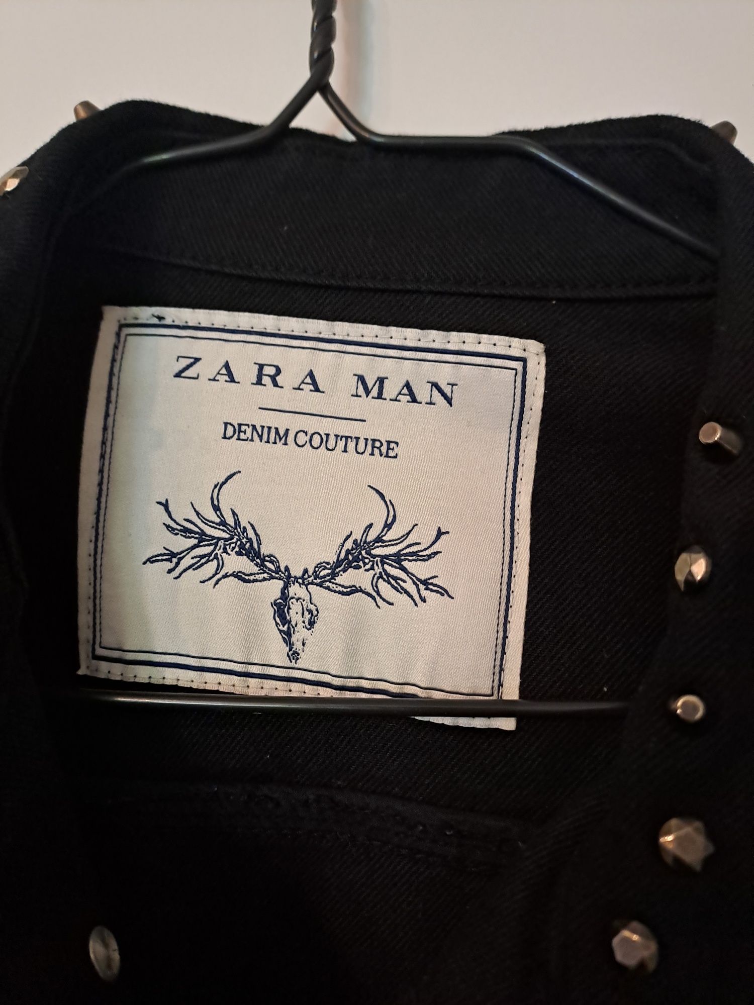 Kurtka jeansowa katana Zara Man M ćwieki rock