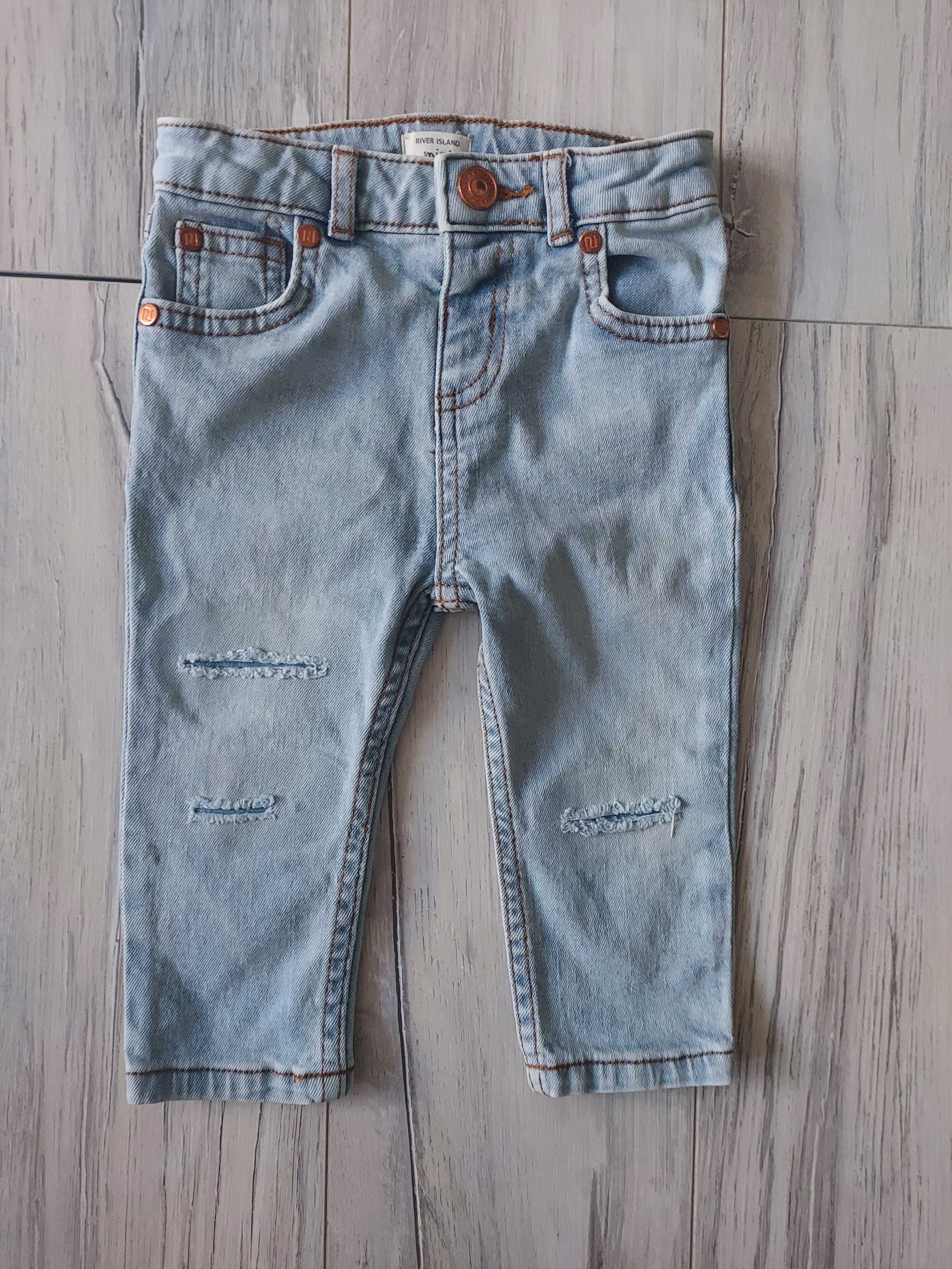 Dziewczęce spodnie jeansowe jeansy River Island r.80 9-12 miesięcy