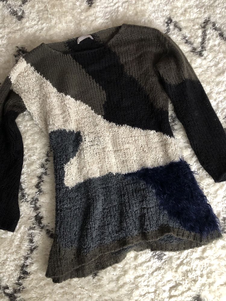 Wełniany sweter Stefanel khaki moro S/36