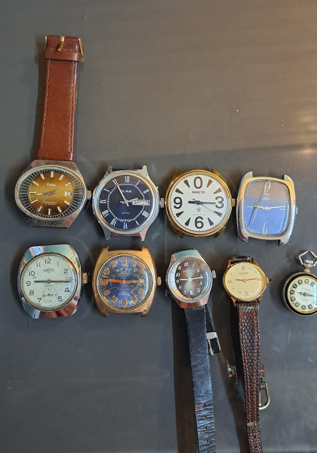 9 Relógios de corda e automático vintage para restauro peças lote.