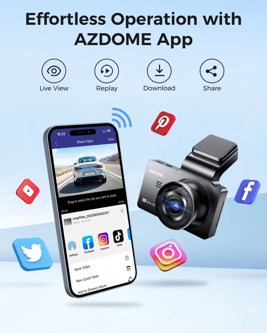 Видеорегистратор AZDOME M63 Lite 4K