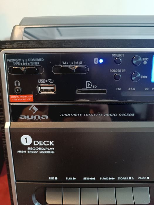 Програвач вінілу Auna 388-BT, BT, MP3, FM, SD, AUX, касета