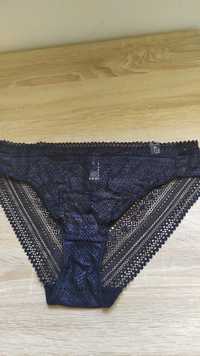 Figi koronkowe Etam, rozmiar 40, czarne,fason bikini