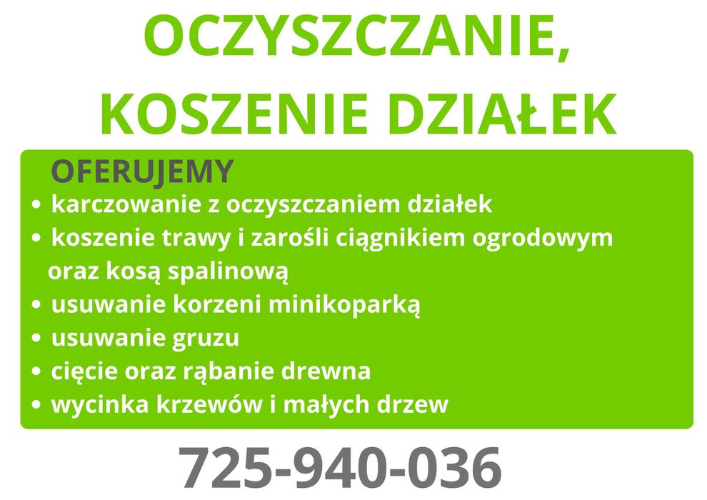 Oczyszczanie, koszenie działek oraz nieużytków