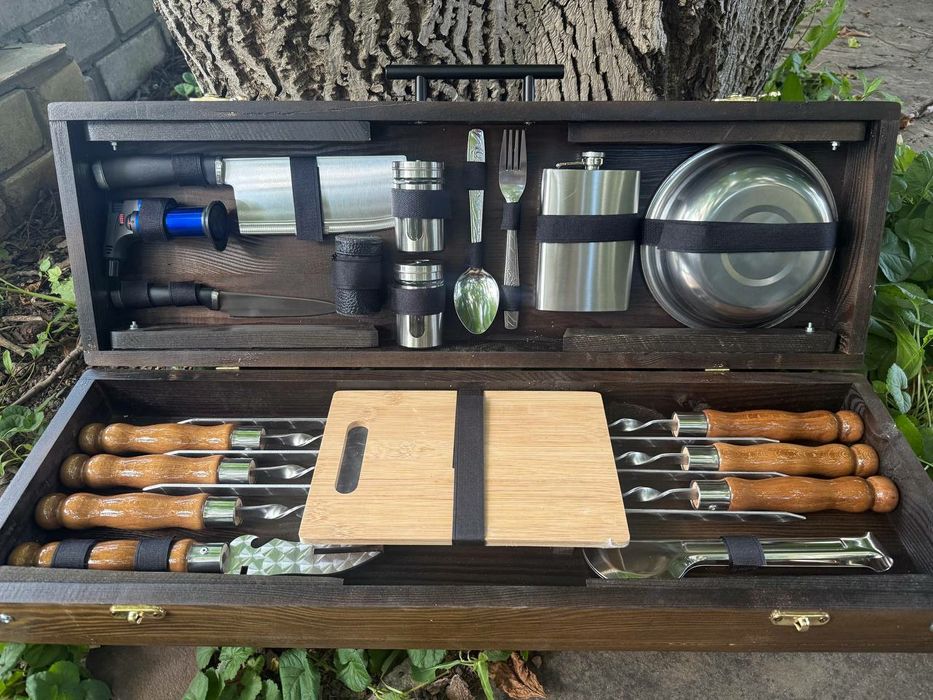 Подарочные наборы шампуров Краматорск в деревянном кейсе