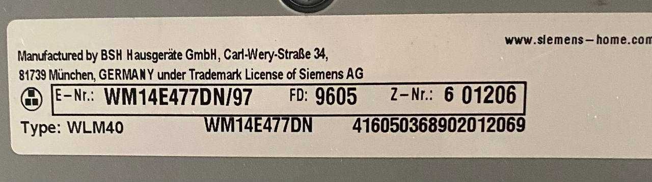 Пральна машина Siemens WM14E477DN/97 (7кг) з Європи