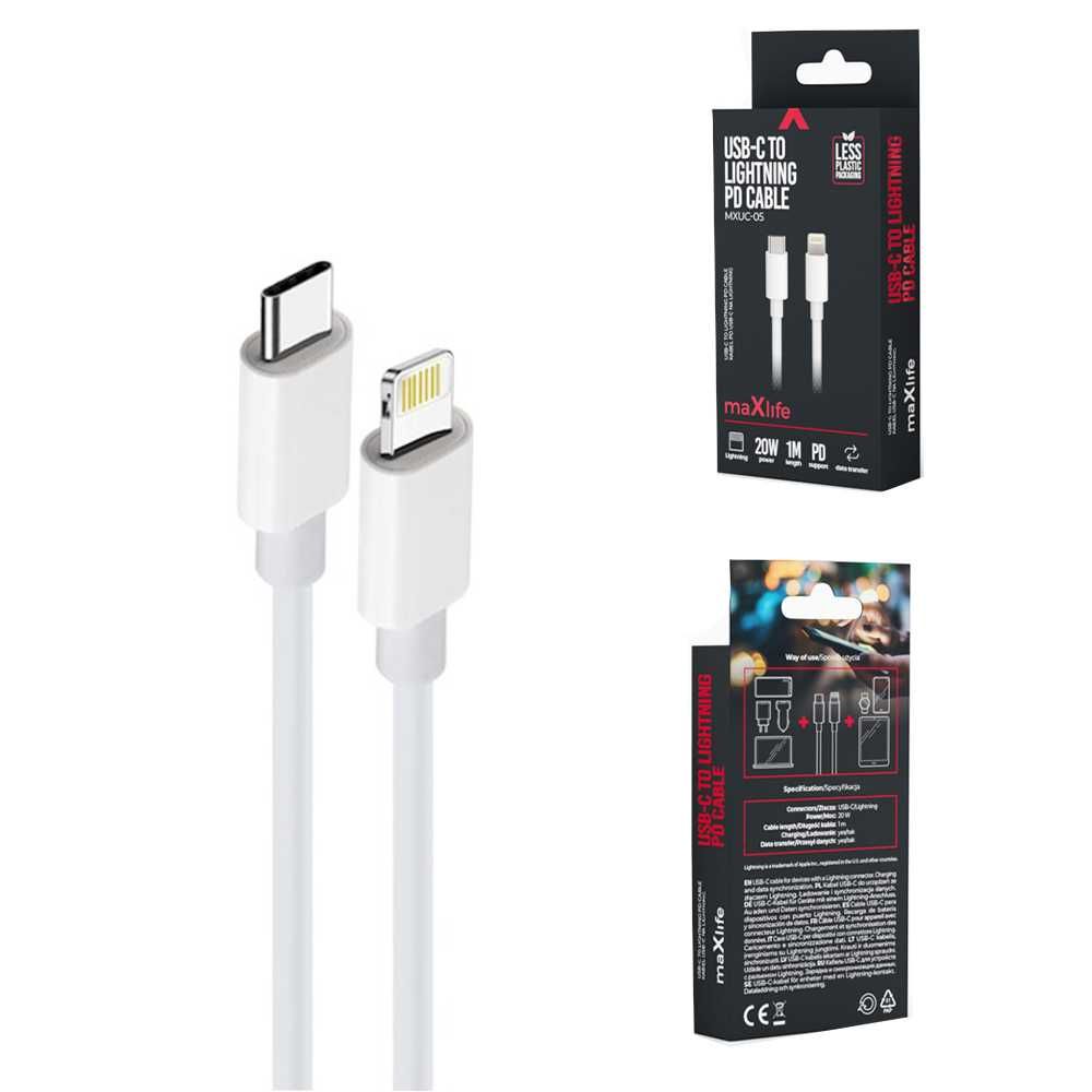 Kabel Maxlife MXUC-05  USB-C - Lightning 1,0 m 20W