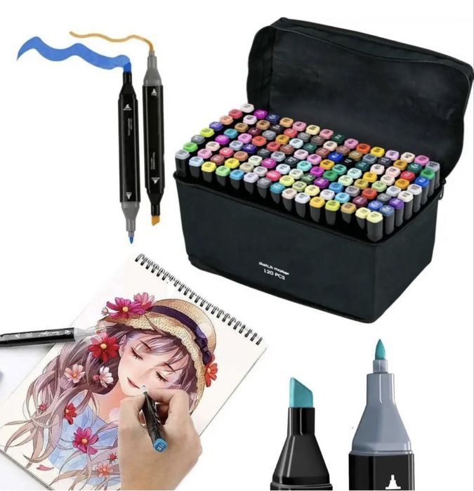 Набір маркерів для скетчингу 120шт. двосторонні для малювання Touch