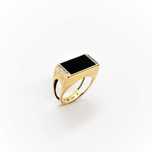 Pierścionek złoty sygnet pr. 585 onyks diamenty 0,08 ct