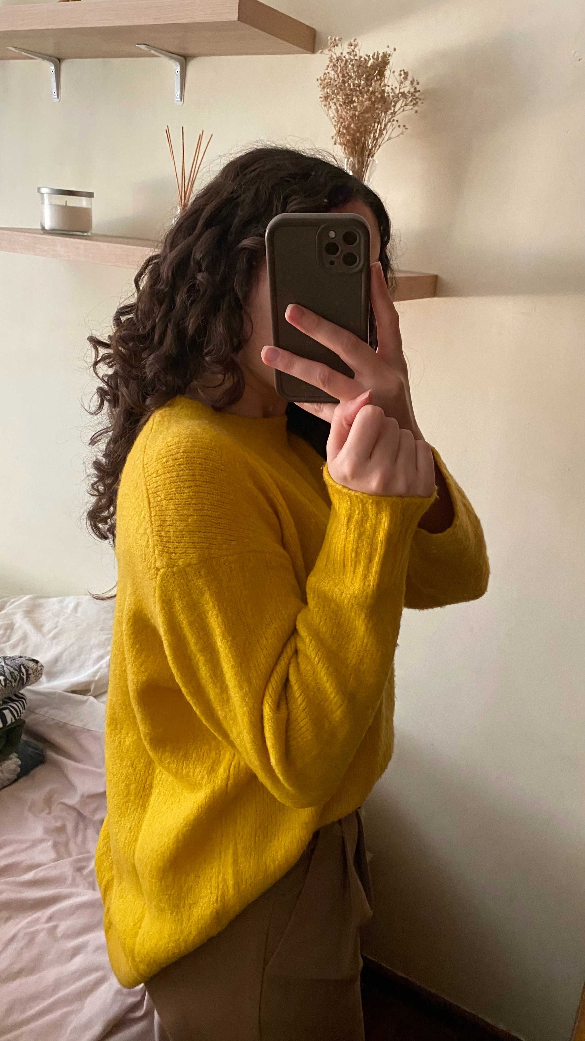 Camisola de malha Amarela Mostarda Zara Oversize