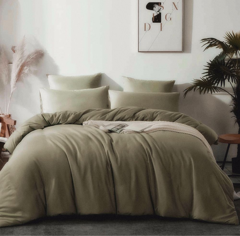 Pościel poszewka na kołdrę 200x200 jak ikea +2 poduszki khaki zielone