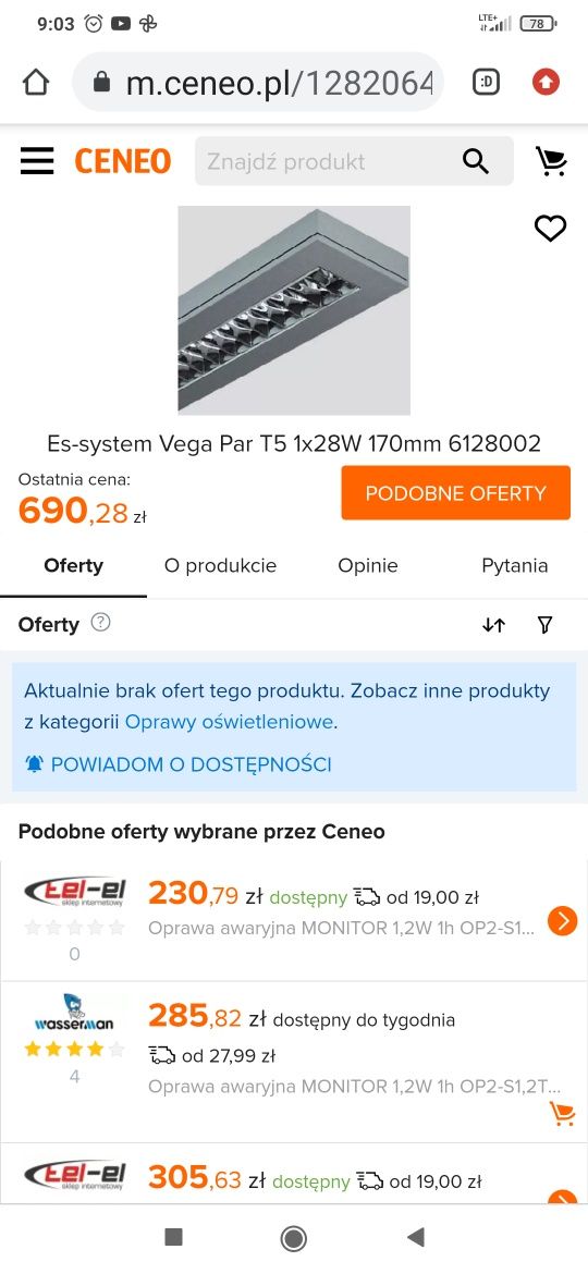 Lampa wisząca system 3000 vega