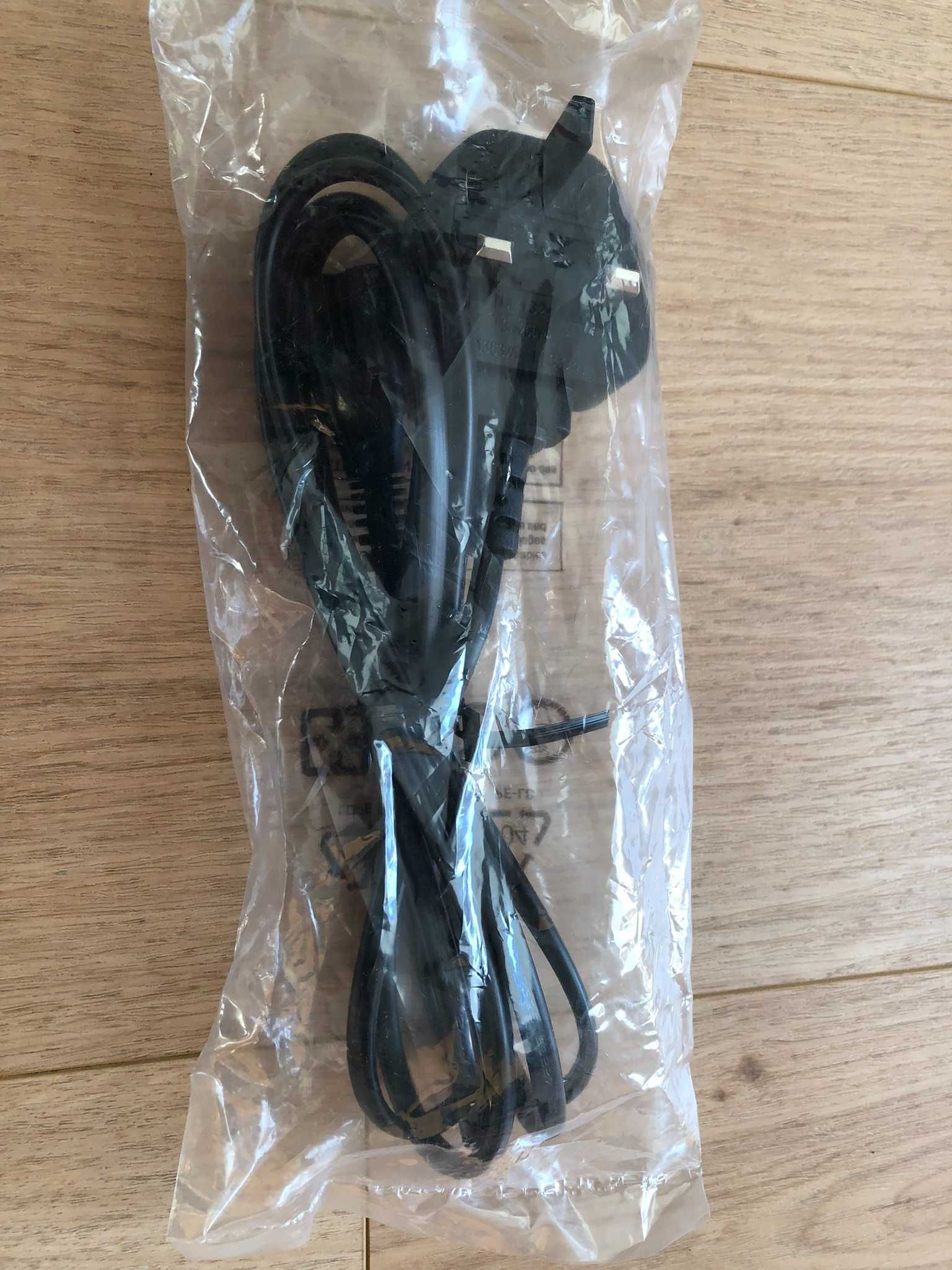 Nowy kabel zasilający sieciowy IEC C7 wtyk UK czarny