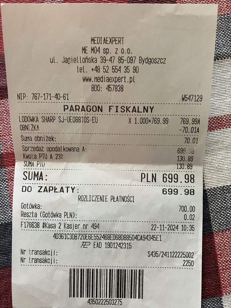 Lodowka Sharp w bardzo dobrym stanie