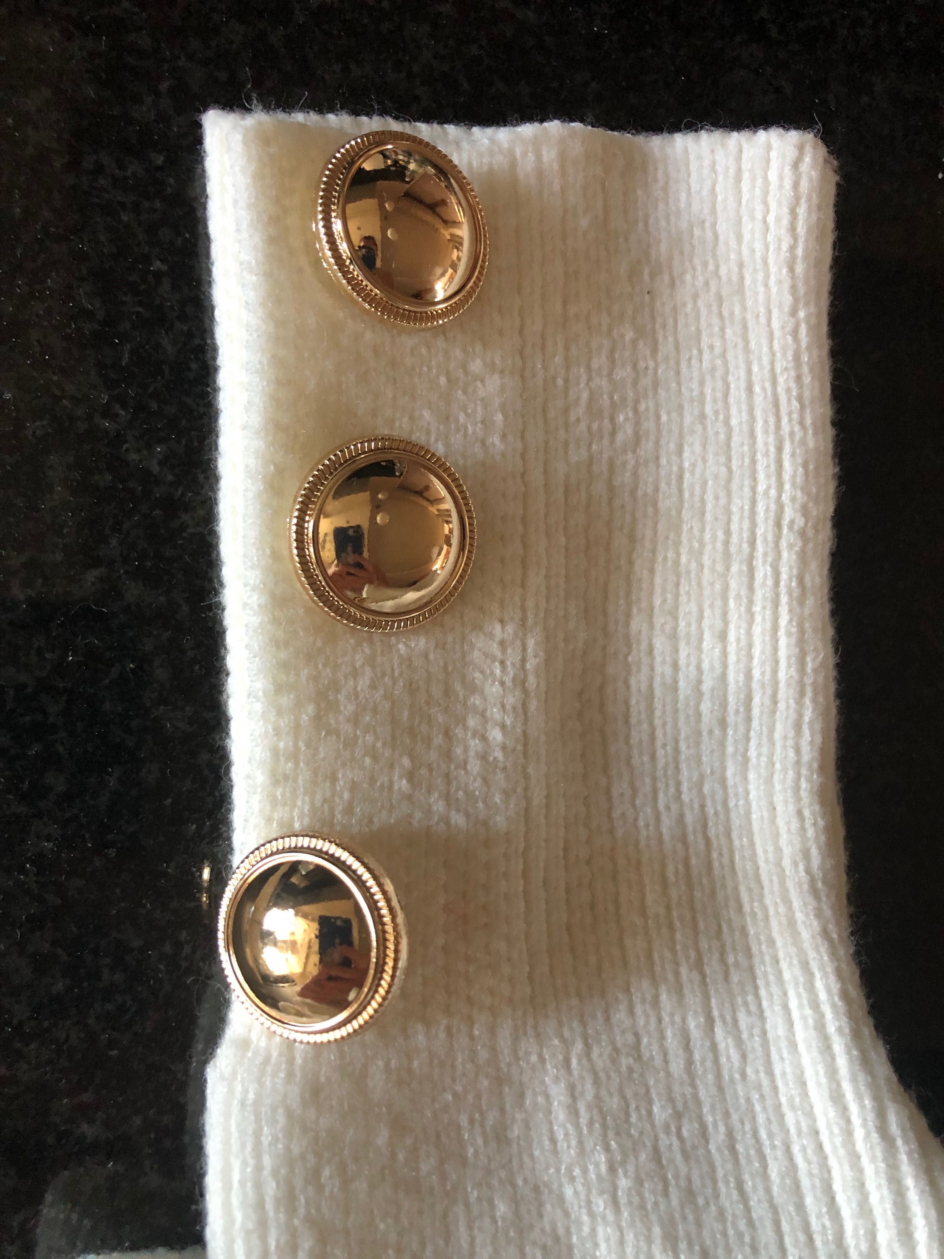Sweter golf kremowy złote guziki nowy z metką wiskoza