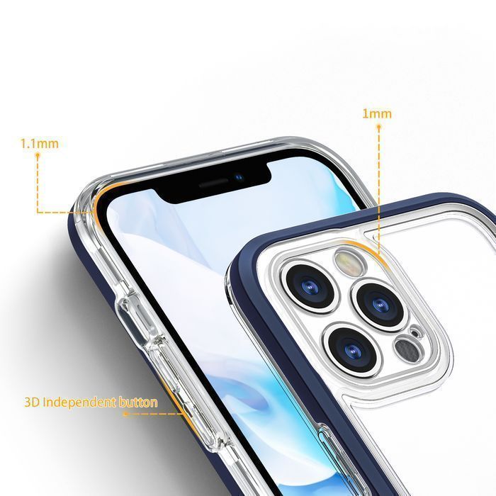 Clear 3In1 Etui Do Iphone 12 Pro Żelowy Pokrowiec Z Ramką Niebieski