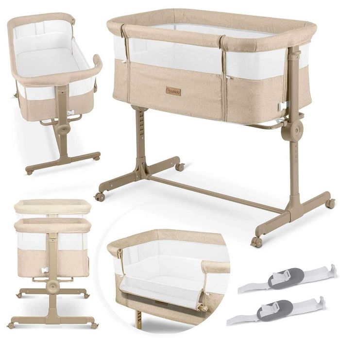 ŁÓŻECZKO DOSTAWKA Turystyczne Obniżane do łóżka Dziecięce Beżowe