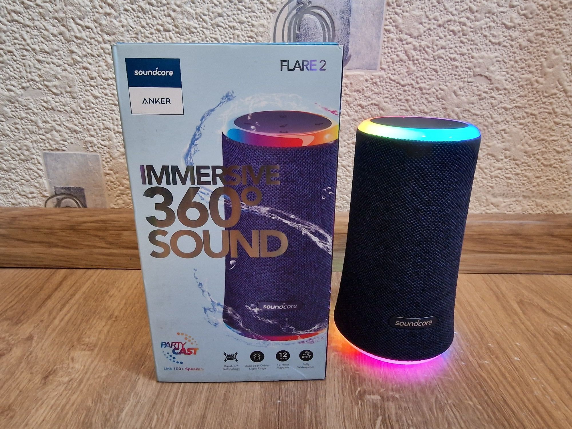 Bezprzewodowy glośnik 20W Soundcore Flare 2 unikat granat jak nowy