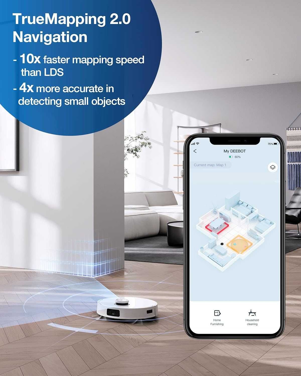 ECOVACS DEEBOT T10+ Robot odkurzający i myjący ze stacją ssącą 3,2 l