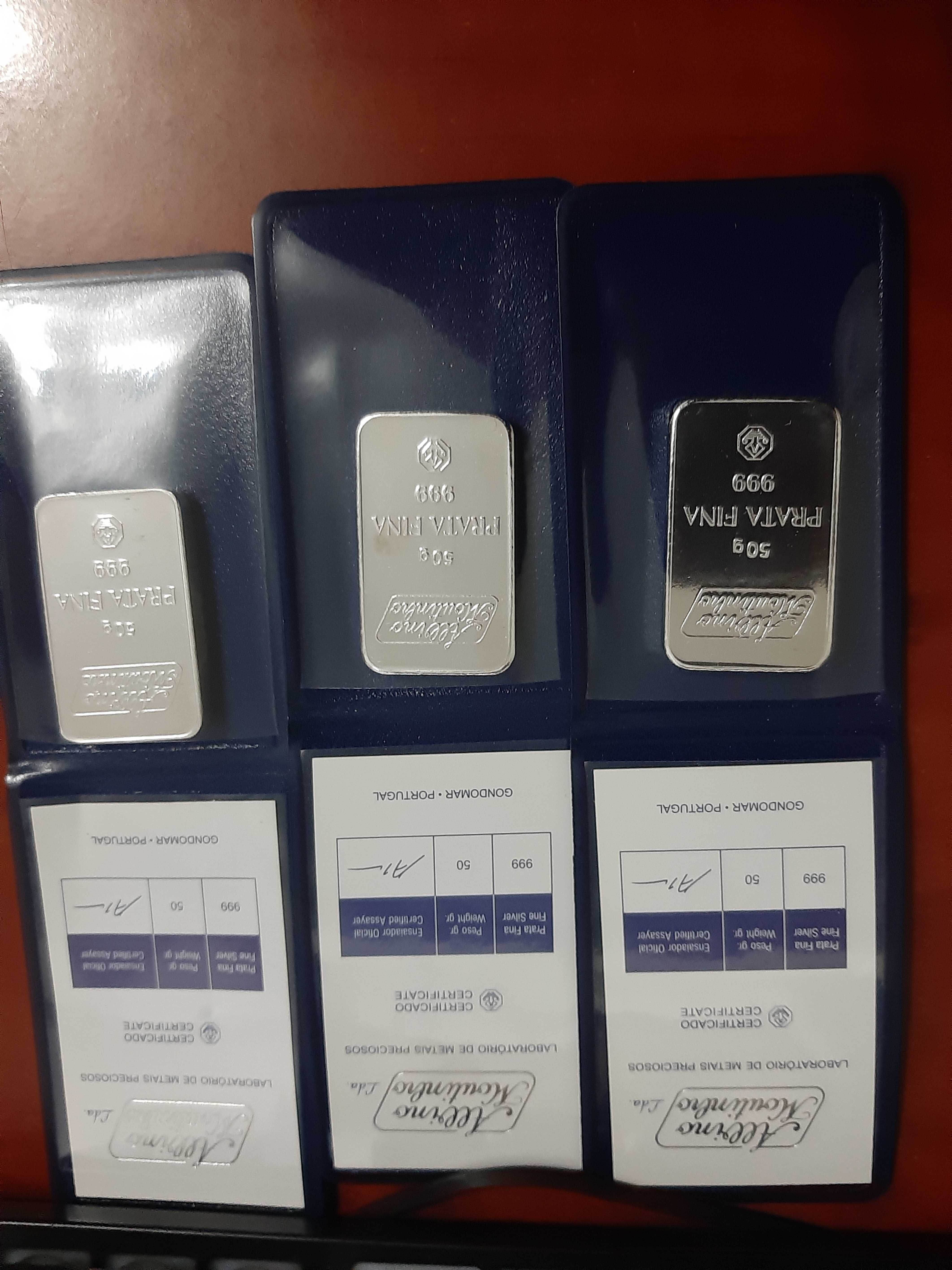 3 x 50g - Prata 999 - Com certificado
