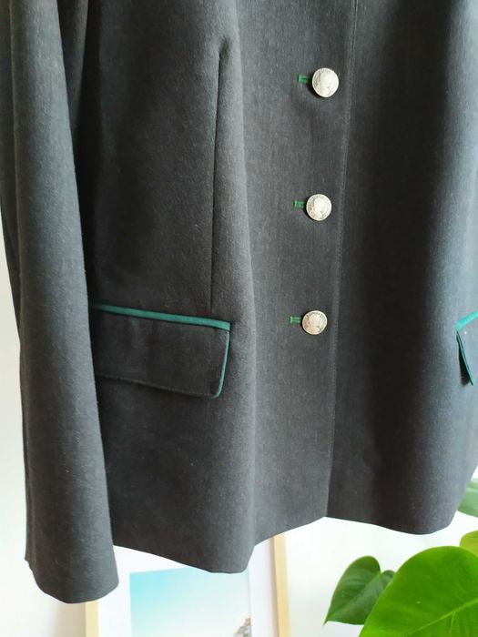 Nowa grafitowa marynarka damska wełniana żakiet bawarska ludowa 52 6XL