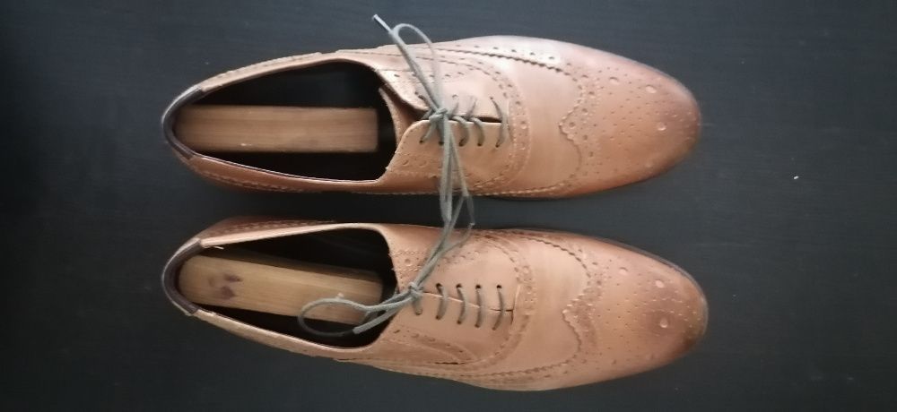 Angielskie pantofle skórzane rozm. 10 EUR44 buty podzelowane idealne