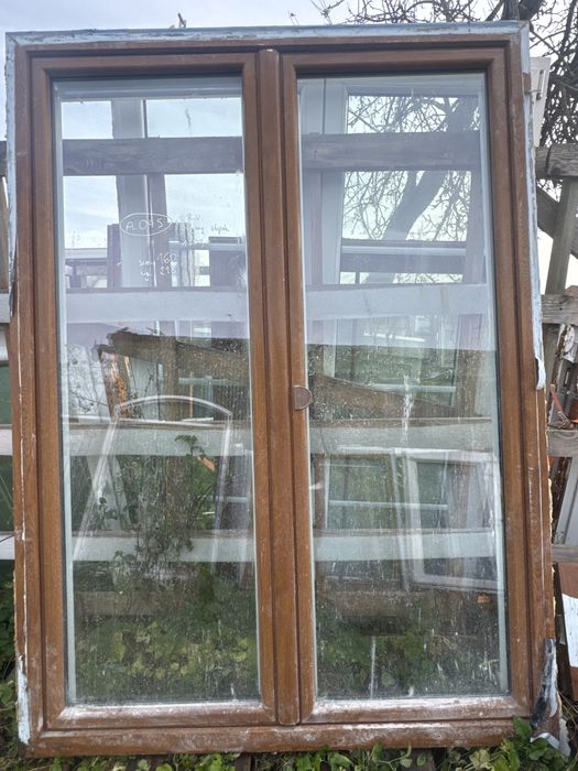 X okno tarasowe 160x218 zloty dab biale z otwieranym slupkiem (dostaw