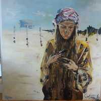 Obraz własnoręcznie malowany Shaman's Girl" 1x1m oil on wood