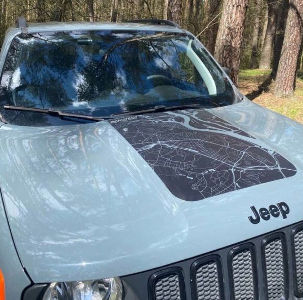 Наклейка на капот Jeep Renegade Compass Cherokee черная как оригинал