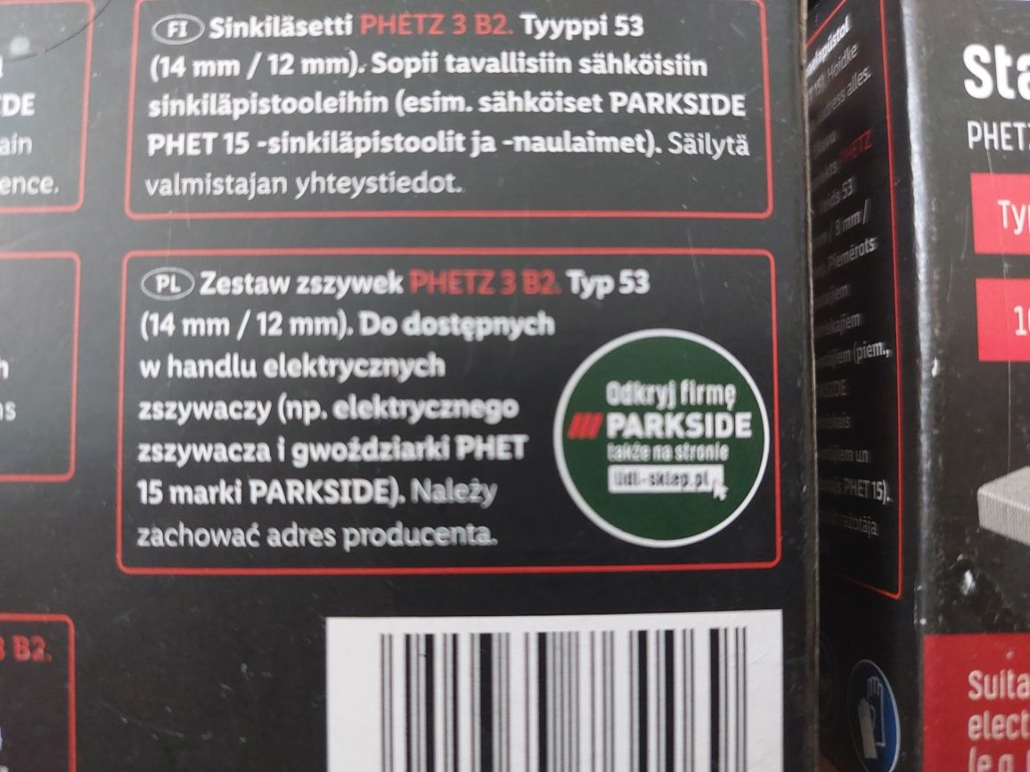 Zestaw gwoździ i zszywek Parkside