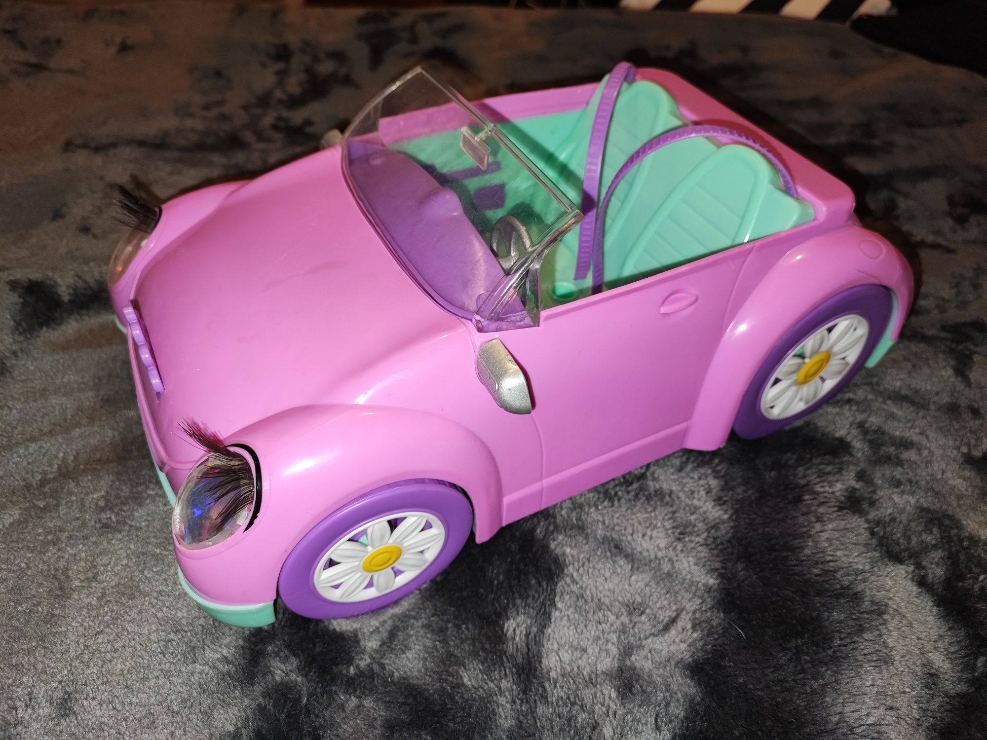 Kabriolet różowy auto dla lalek Barbie rzęsy