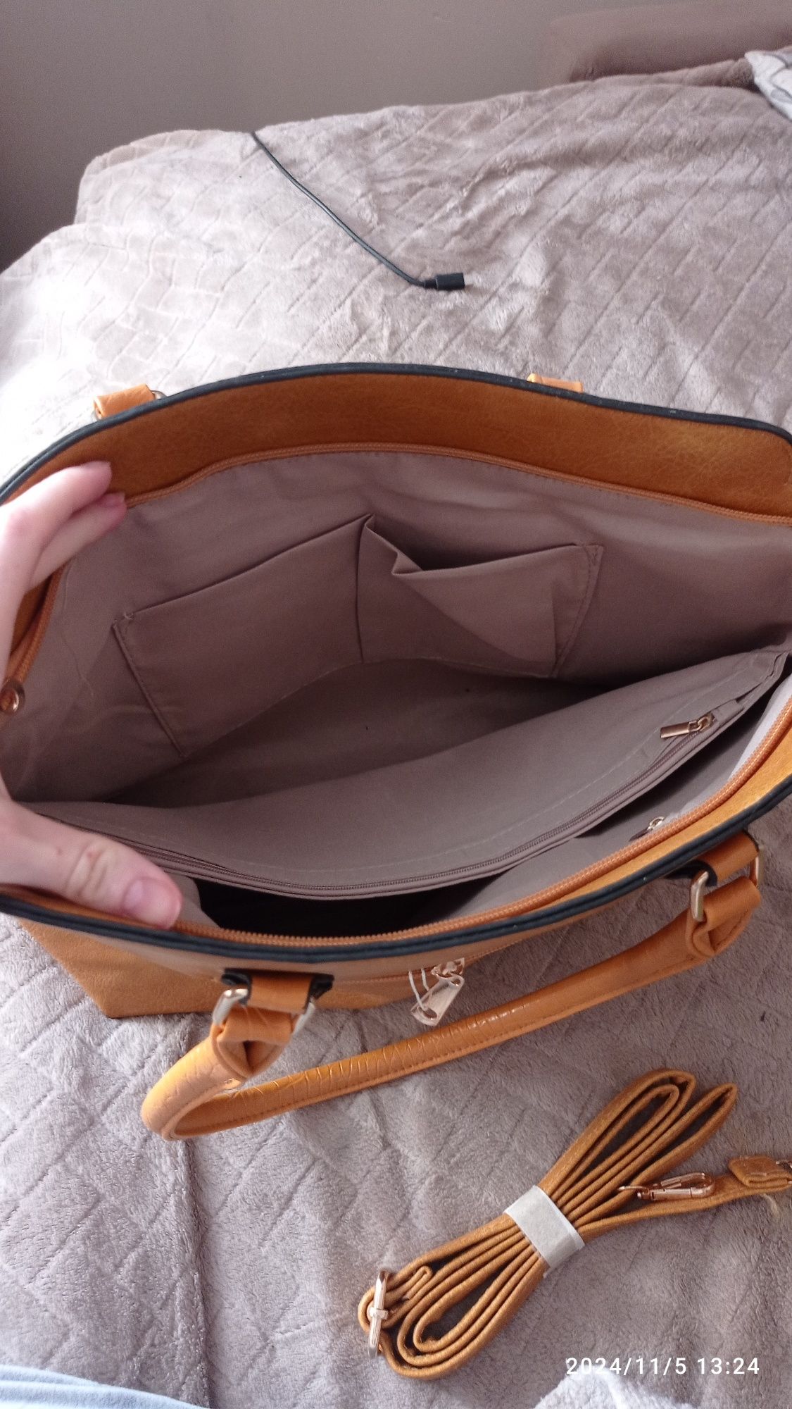 Nowa elegancka torba musztardowa