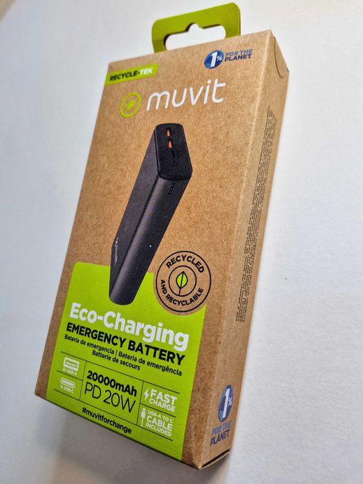 Powerbank / Bateria e emergência MUVIT, 20000 mAh - NOVO C/ GARANTIA!