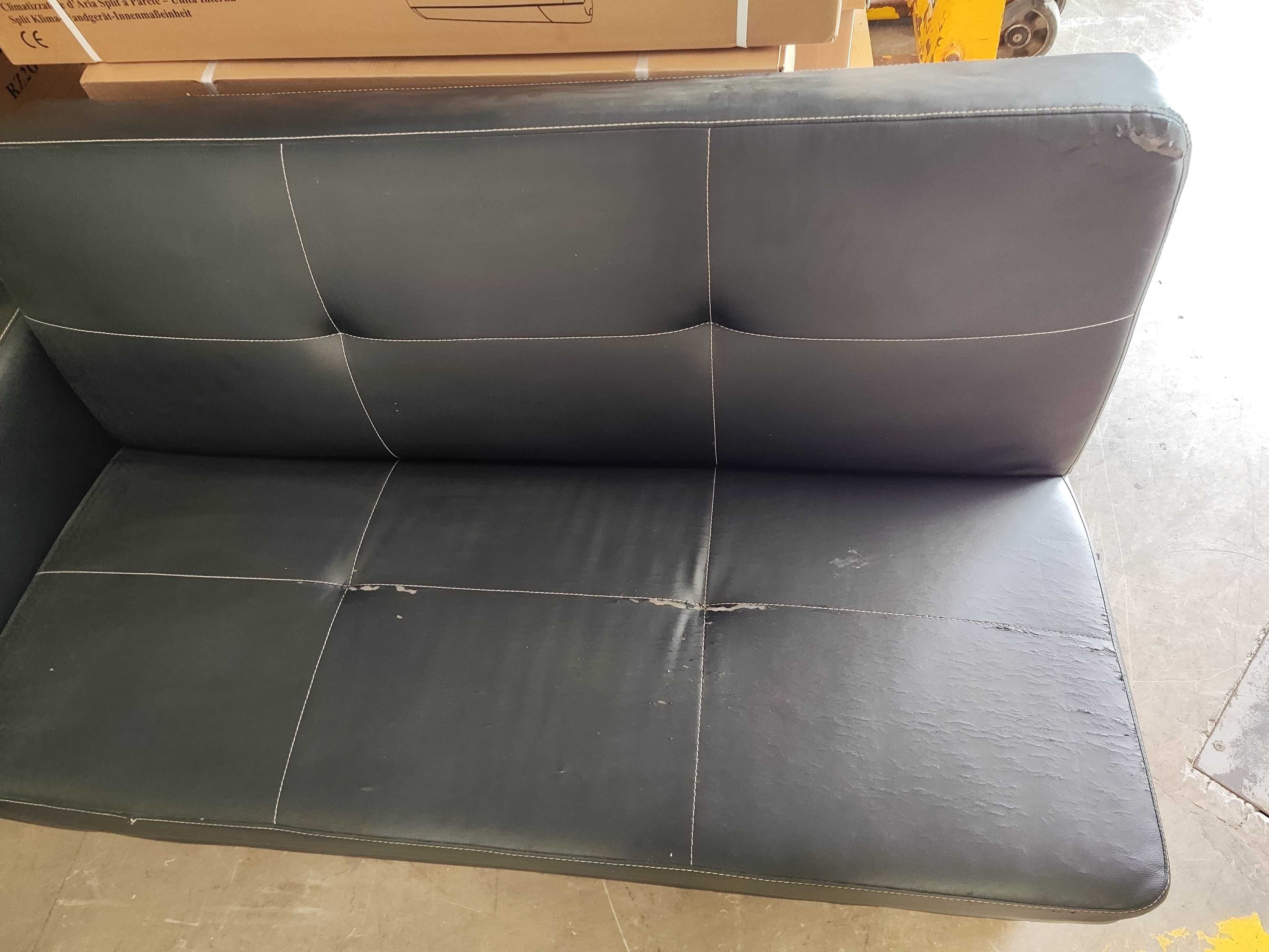 Sofa preto 4 a 5 lugares pele preta