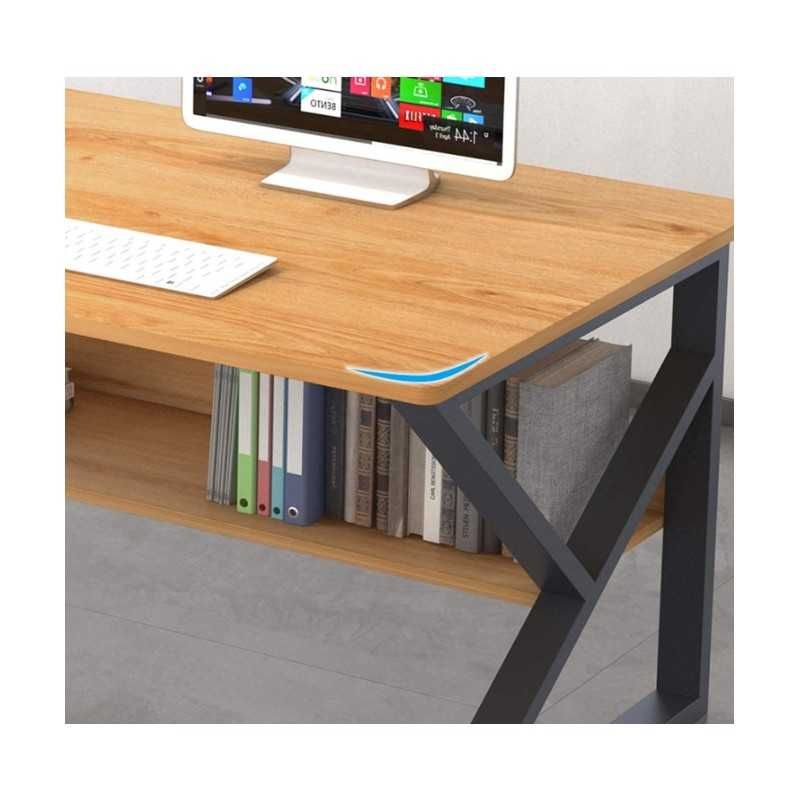 Biurko komputerowe z półką 80x40 białe czarne drewno stolik pod laptop