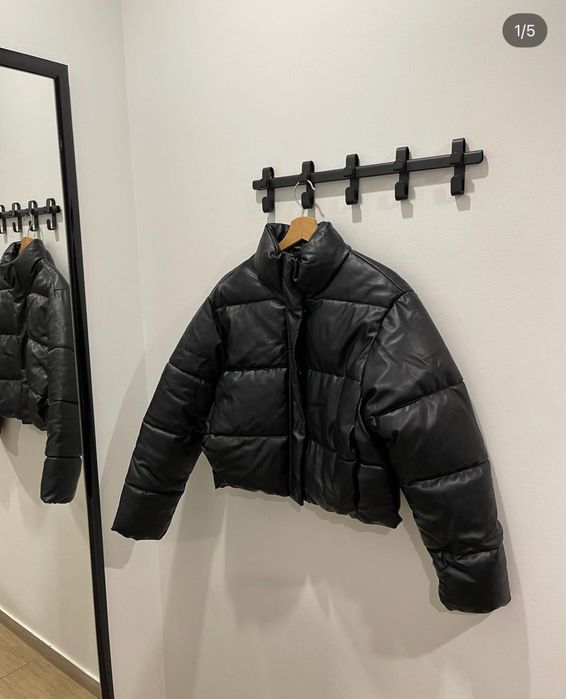 Женская куртка Zara,Пуховик на зиму,Зара куртка екошкіра,Bestseller S