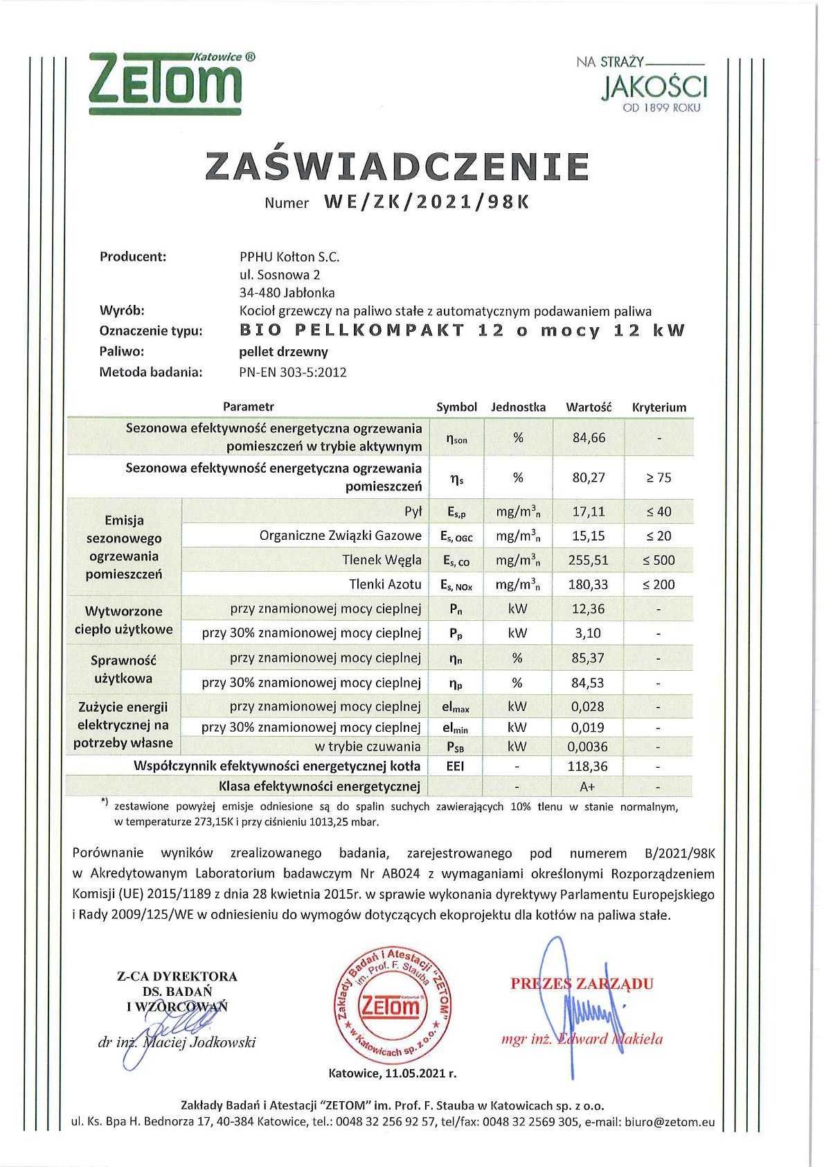 Kocioł BIO PELLKOMPAKT 12kW KOŁTON 5 klasa Dofinansowanie