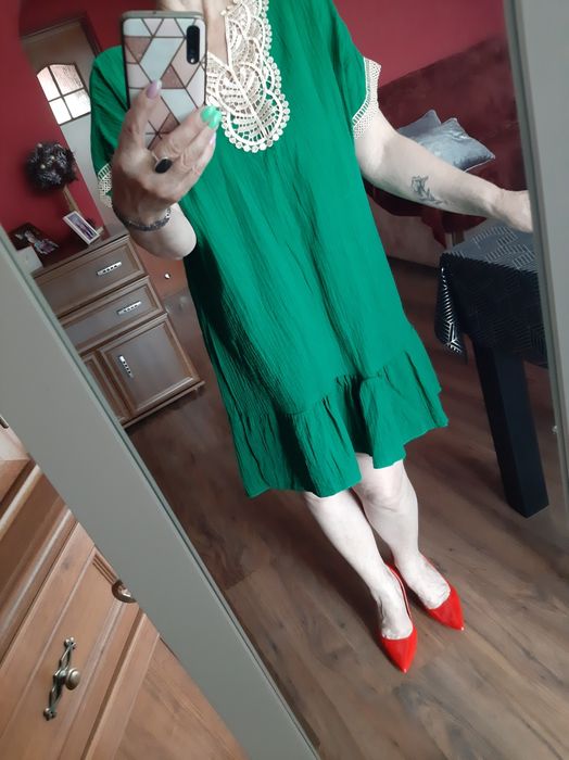 Zielona tuniko- sukienka.