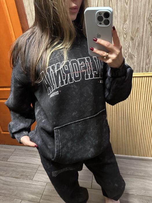 Оверсайз костюм на флісі  у техніці тай-дай