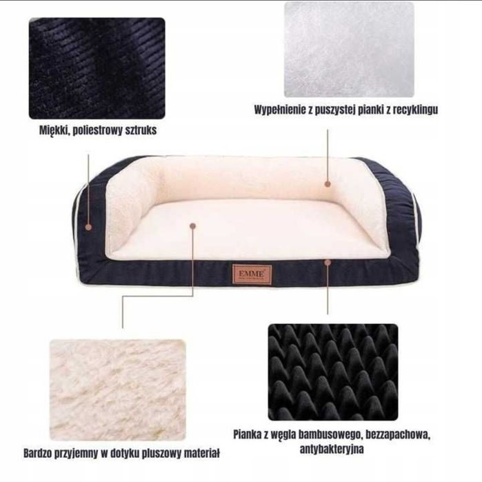 Emme legowisko ortopedyczne dla psa L 91x71 cm zdejmowany pokrowiec