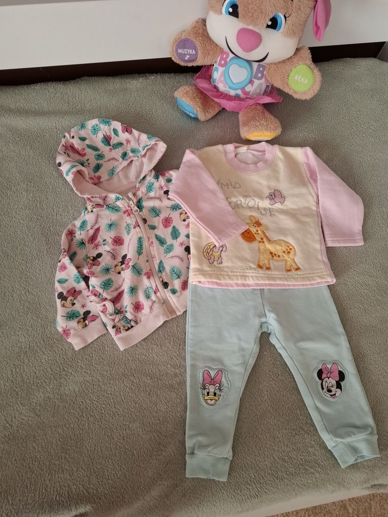 Komplet spodnie + dwie bluzy 68- 74