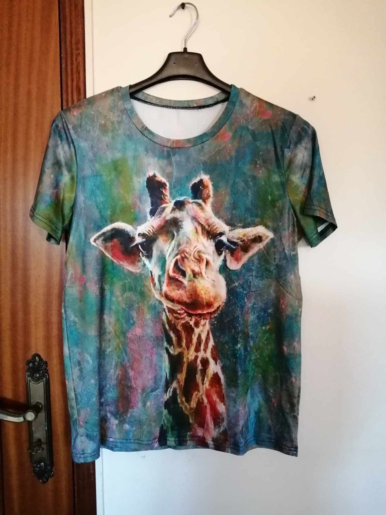 T-shirt impressão de girafa