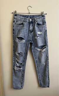 jeansy spodnie z dziurami przetarciami s 36