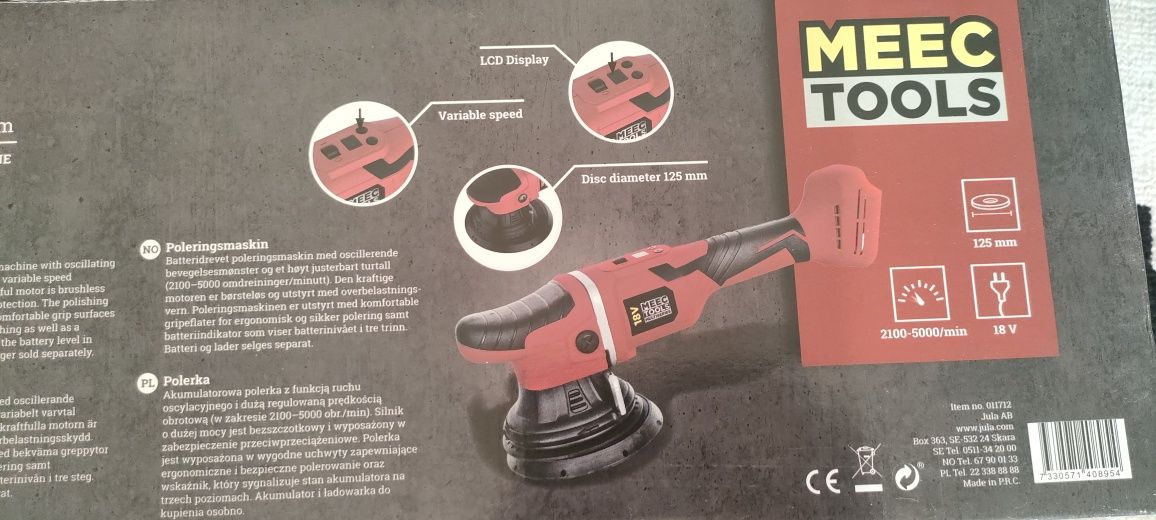 Polerka DA (dual action) Meec Tools 18v, 125mm
