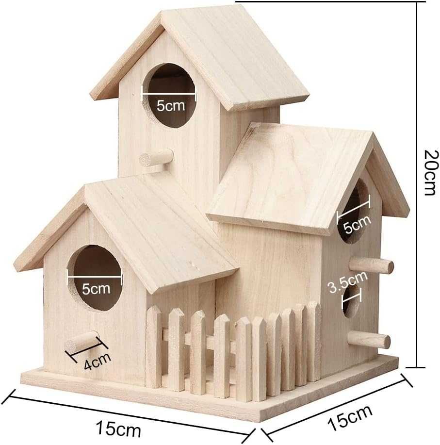 Casa de madeira rústica ninho para aves pássaros - NOVO
