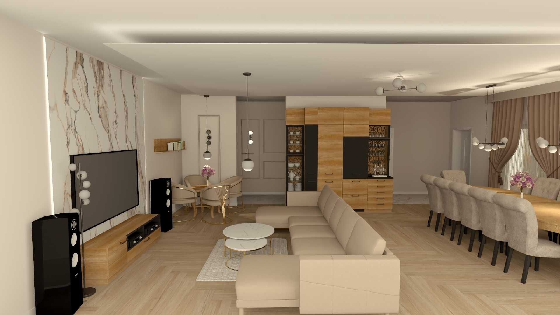 Projekt salonu z jadalnią