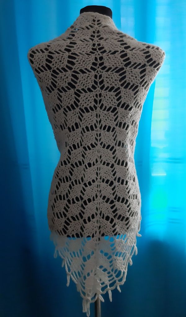 Chusta szydełkowa 100% alpaka ROMBY Handmade