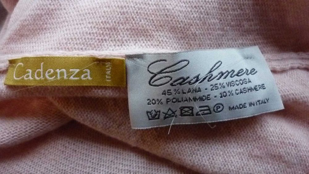 Cadenza- wełniane ponczo z kaszmirem różowe