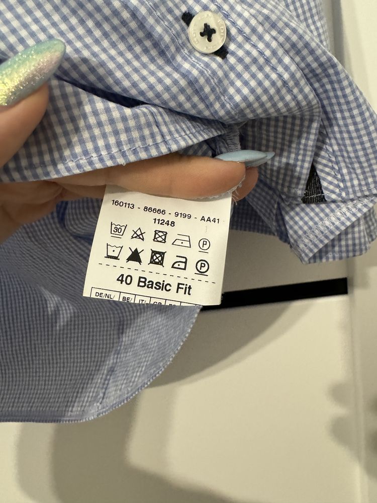 Koszula w kratę basic fit niebieska biała gerry weber edition 40 L